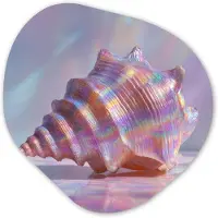 MuchoWow Organische wanddecoratie 90x90 cm - Organisch schilderij Schelp - Glanzend - Regenboogtinten - Muurdecoratie woonkamer - Kamer decoratie - Schilderijen - Muurcirkel aesthetic