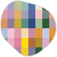 MuchoWow Organische wanddecoratie 90x90 cm - Organisch schilderij Blokken - Vierkant - Patroon - Gekleurd - Muurdecoratie woonkamer - Kamer decoratie - Schilderijen - Muurcirkel aesthetic