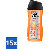 Adidas 15 x - 3-in-1 Douchegel - Adipower Maximum Performance -250 ml - Douchegel - Douche En Shampoo - Sportverzorging - Energie En Frisheid - Verzorgende Douche