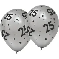 We Fiesta 12 Ballonnen 12" zilver 25 jaar jubileum - Signature Years - Versiering Slinger Feestdecoratie Decoratie Verjaardag Jubileum Ballon Feest