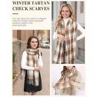Karma Dames geruit oversized kasjmier sjaal lange zachte wraps dames geruit oversized sjaal lange sjaal voor herfst en winter , beige