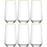 Glozini Longdrinkglas met Gouden Rand - 6 Stuks - 300ml