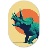 MuchoWow Muurovaal 80x120 cm - Ovale wanddecoratie Triceratops - Cirkel - Oranje - Hoorns - Ovalen schilderij - Muurdecoratie woonkamer - Kamer decoratie - Schilderijen - Wandcirkel