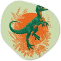 MuchoWow Organische wanddecoratie 90x90 cm - Organisch schilderij Dinosaurus - Groen - Planten - Cirkel - Muurdecoratie woonkamer - Kamer decoratie - Schilderijen - Muurcirkel aesthetic