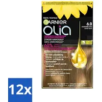 Garnier - Olia 6 - Haarkleuring - Donkerblond - Zonder Ammoniak - Intense Langhoudende Kleur - 100% Grijsdekking - Voordeelverpakking - 12 stuks