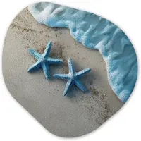 MuchoWow Organische wanddecoratie 90x90 cm - Organisch schilderij Zeesterren - Zand - Zee - Blauw - Muurdecoratie woonkamer - Kamer decoratie - Schilderijen - Muurcirkel aesthetic