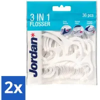 Jordan 2 x Flosser 3-in-1 50 stuks per verpakking - 3-in-1 Flosser - Tandenstoker - Flosdraad - Tongschraper - Mondhygiëne