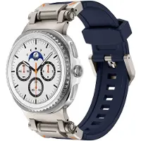 Strap-it 'Explorer' sportbandje TPU – geschikt voor Samsung Galaxy Watch 8 (40mm) / Samsung Galaxy Watch 8 (44mm) / Samsung Galaxy Watch 8 Classic – Blauw met Titanium connectors