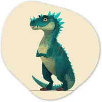MuchoWow Organische wanddecoratie 90x90 cm - Organisch schilderij Dinosaurus - Turquoise - Stekels - Muurdecoratie woonkamer - Kamer decoratie - Schilderijen - Muurcirkel aesthetic