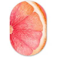 MuchoWow Muurovaal 60x90 cm - Ovale wanddecoratie Grapefruit - Roze - Levendig - Ovalen schilderij - Muurdecoratie woonkamer - Kamer decoratie - Schilderijen - Wandcirkel