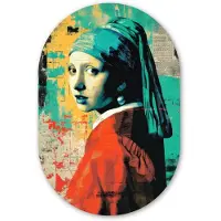 MuchoWow Muurovaal 60x90 cm - Ovale wanddecoratie Klassiek - Pareloorbel - Streetartstijl - Kleurrijk - Ovalen schilderij - Muurdecoratie woonkamer - Kamer decoratie - Schilderijen - Wandcirkel