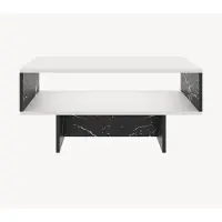 En.casa Salontafel Mjölby, bijzettafel, 36,4 x 80 x 45 cm, rechthoekige woonkamertafel, salontafel, wit/zwart (marmerlook)