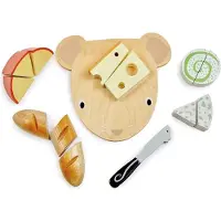 Tender Leaf Toys Houten Speelgoed - Snijplank met kaas - 15 Onderdele - - OneSize - Speelgoedeten
