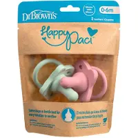 Dr. Brown's Fopspeen HappyPaci Siliconen Roze & Groen 0-6 Mnd
