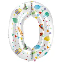 Folat - Folieballon Cijfer 0 Joyful Party - 86 cm