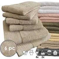 ISleep Deluxe Badtextiel - Voordeelset (6 delig) - 4x Handdoek 60x110 cm - 2x Badlaken 70x140 cm - Taupe