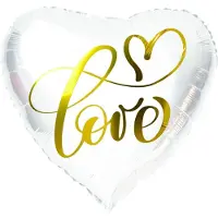 Folat - Folieballon Hartvormig Wit 'Love' - 45 cm - Valentijnsdag versiering - Valentijnsdag cadeau - valentijnsdag