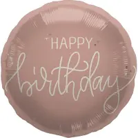 Folat - Crème roze folieballon happy birthday - 45 cm