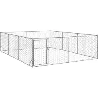 vidaXL Buitenren voor honden, 3x4x1 meter, verzinkt staal, met deur