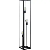 LINDBY Vloerlamp Krisha, zwart, Woon-/ Eetkamer, metaal, Vintage, vloerlamp