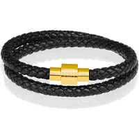 Memphis leren wrap armband Zwart Goud-20cm