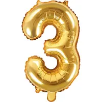 Hobby Hall Partydeco - Folieballon nummer 3 Goud 35 cm