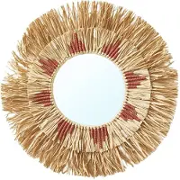 Vertbaudet Ronde raffia spiegel beige/roze