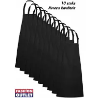 Roly Luxe Horecaschort - PER 10 STUKS - Professioneel - Keukenschort - Barbecueschort - Kookschort - Halterschort - 70 x 90 cm - voorvak - verstelbaar - zwart