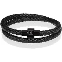 Memphis leren wrap armband Zwart-20cm