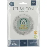 Folat - Folieballon Verjaardag Regenboog Blauw - 45 cm