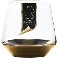 Intirilife drinkglas met goudkleurige bodem - 350 ml inhoud - watersapglas kristalglas tumbler schokbestendig
