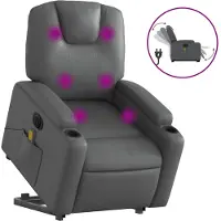 vidaXL Sta-op-massagestoel elektrisch kunstleer grijs