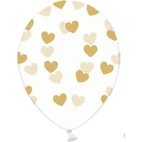 Party Deco Partydeco - Ballonnen clear hartjes goud 6 stuks