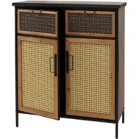 MCW Apothekerskast -O79, kast met hoge opbergvakken, vintage shabby-look 94x80x35cm, rotanlook