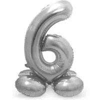 Folat - Cijfer 6 Zilver met standaard - 72 cm