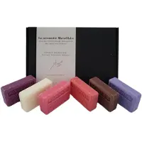 Savon De Marseille Soap bar set Patchouli, I love you, Fruit de la passion, Chevrefeuille, Vanille, Lavendel - Valentijn cadeau set - Moederdag - moederdag geschenkset 6x125 gr. -