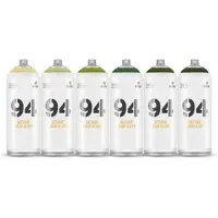 Montana Colors MTN94 spuitbussen pakket - 6x Camo Tinten - Lage druk, matte afwerking graffiti spuitverf - 400ml