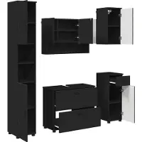 vidaXL Badkamermeubel Set 5 st Zwart 35 x 30 x 192 cm