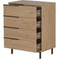 En.casa Commode Vesanto ladekast 95x75x44,5 cm eikenkleurig en zwart []