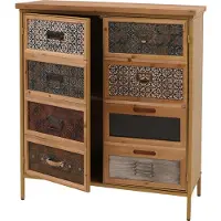 MCW Apothekerskast -O79, kast met hoge opbergvakken, vintage shabby-look 94x80x35cm, wit/blauw