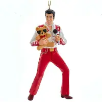 Kurt S. Adler Kerst Ornament Elvis Presley Met Teddybeer Rood 12,19 X 5,08 X 2,54 Cm