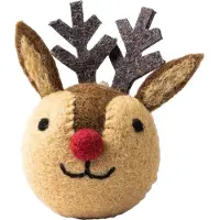 Sjaal met Verhaal Kerst Ornament Kepala Rendier Bol Bruin 8 X 10 X 7 Cm