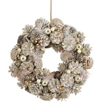 Mica Decorations Kerstkrans Hanley Wit Dennenappels D 34 H 9 Cm