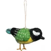Sjaal met Verhaal Kerst Ornament Manu Koolmeesje Groen / Zwart 7 X 10 X 4 Cm