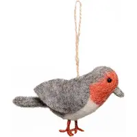 Sjaal met Verhaal Kerst Ornament Manu Roodborstje Rood / Bruin 7 X 10 X 4 Cm