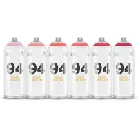 Montana Colors MTN94 spuitbussen pakket - 6x Rode tinten - Lage druk, matte afwerking graffiti spuitverf - 400ml
