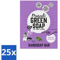 Marcel's Green Soap 25 x - Handzeep Bar - Lavendel & Rozemarijn - Zachte verzorging - 90 gr - Voordeelverpakking - 25 stuks