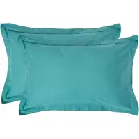 Homescapes Kussensloop 50x75 cm met Rand (Oxford) Set van 2 – Petrol – 100% Egyptisch Perkal Katoen – 200 TC