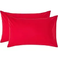 Homescapes Kussensloop 50x75 cm Set van 2 – Rood – 100% Egyptisch Perkal Katoen – 200 TC