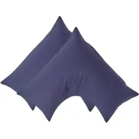 Homescapes Percale Katoen V-Kussensloop Set van 2 - Marineblauw - 100% Egyptisch Katoen - 200TC - 38 x 76 cm